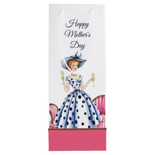 Dame in kleding Houd twee champagnes cadeau tas Wijn Cadeautas (Achterkant)