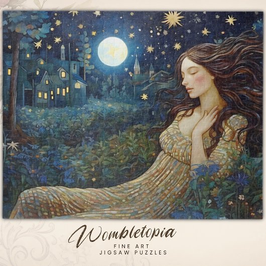  dame in Moonlight Forest Art Nouveau Legpuzzel