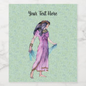 Dame in oude Egyptische kleding met sjaal Wijn Etiket (Enkel label)