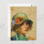  dame in pet collage art briefkaart (Voorkant / Achterkant)