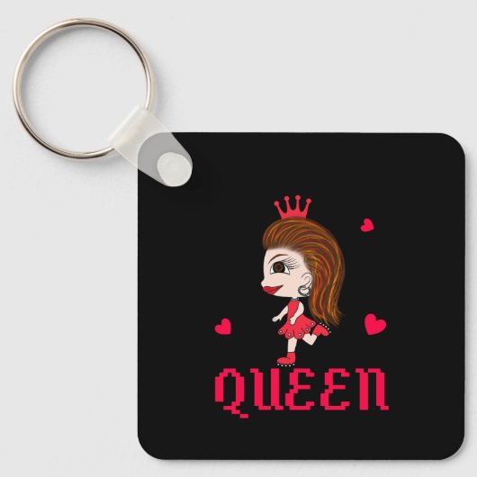 Dame in rode sleutelhanger (Voorkant)