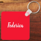 Dame in rode sleutelhanger (Achterkant)