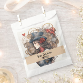 Dame in Rode Valentijn Kiss steampunk waterverf Bedankzakje