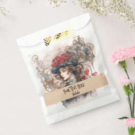 Dame in Rode Valentijn Kiss steampunk waterverf Bedankzakje