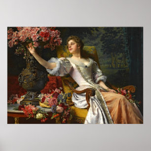  dame in roze Oranje dress & roze Rose Poster