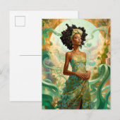 Dame in Surreal World Afro-Amerikaanse Kunst Briefkaart (Voorkant / Achterkant)
