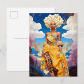 Dame in Surreal World Afro-Amerikaanse Kunst Briefkaart (Voorkant / Achterkant)