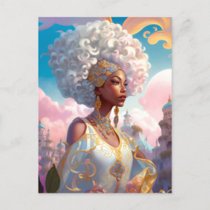 Dame in Surreal World Afro-Amerikaanse Kunst Briefkaart