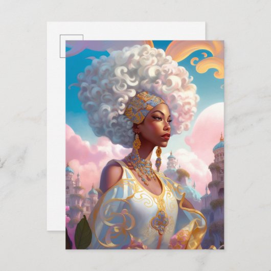 Dame in Surreal World Afro-Amerikaanse Kunst Briefkaart (Voorkant / Achterkant)