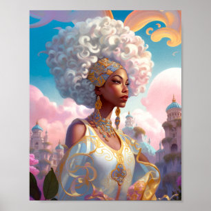 Dame in Surreal World Afro-Amerikaanse Kunst Poster