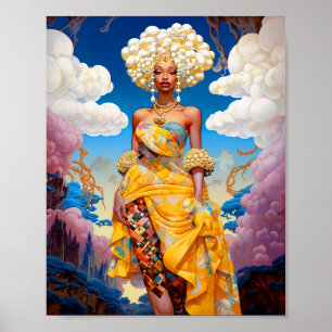 Dame in Surreal World Afro-Amerikaanse Kunst Poster