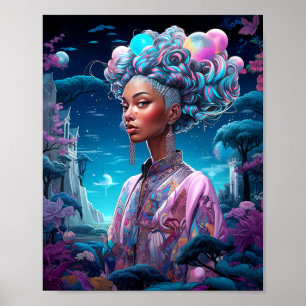 Dame in Surrealistische Wereld Afro-Amerikaanse Ku Poster