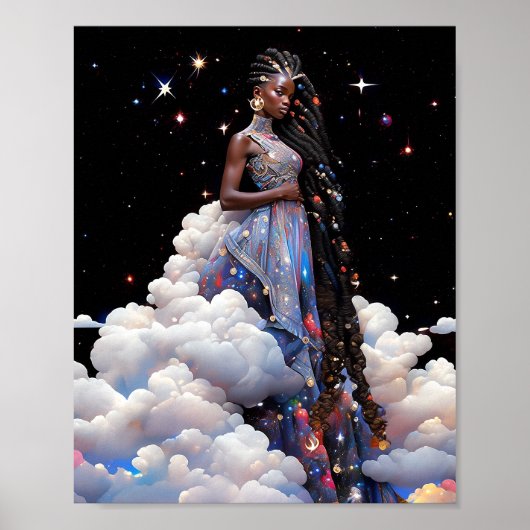 Dame in wolken Afrikaanse Amerikaanse kunst Poster (Voorkant)
