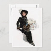 Dame in Zwarte Briefkaart (Voorkant / Achterkant)