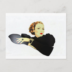 dame in zwarte  producten briefkaart