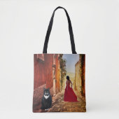 Dame italienne en Red Tuxedo Chat Sac fourre-tout (Devant)