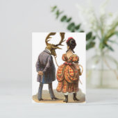 Dame Leading Her Elk-man Briefkaart (Staand voorkant)