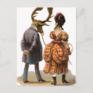 Dame Leading Her Elk-man Briefkaart