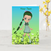 Dame Lime Wenskaart Kaart (Gele Bloem)