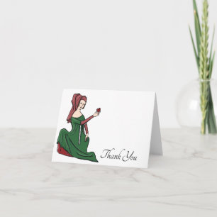 Dame médiévale avec Carte de remerciements de coeu