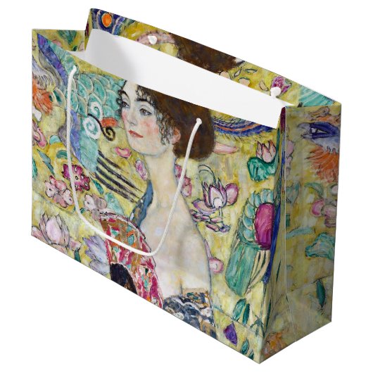 Dame met A Fan, Gustav Klimt Groot Cadeauzakje (Voorkant Gekanteld)