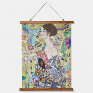 Dame met A Fan, Gustav Klimt Hangend Wandkleed