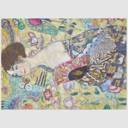 Dame met A Fan, Gustav Klimt Tissuepapier (Voorkant)