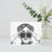 Dame met Binocles Briefkaart (Staand voorkant)