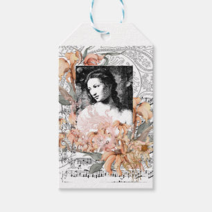 dame met bloemen cadeaulabel