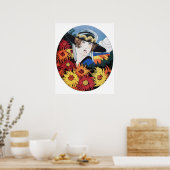 Dame met Chrysanthemum Bloemen Poster (Keuken)
