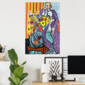 Dame met Dachshund, koffie, wijn Poster (Thuiskantoor)