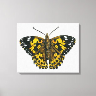 Dame met de distelvlinder canvas afdruk