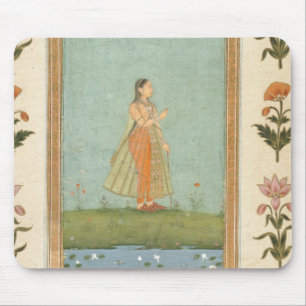 Dame met een bloem, staat in een lelasvijver, voor muismat