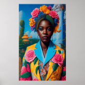 Dame met een bloemenjasje poster (Voorkant)