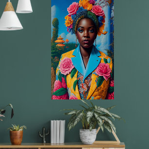 Dame met een bloemenjasje poster