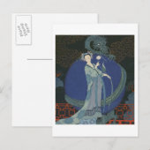 Dame met een draak (kleurenlitho) briefkaart (Voorkant / Achterkant)