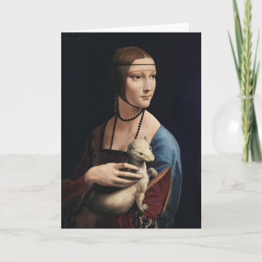 Dame met een Ermine-Wenskaart Kaart (Voorkant)