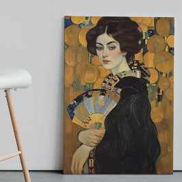 DAME MET EEN FAN Gustav Klimt wall art poster