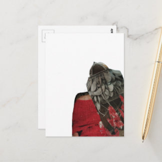 Dame Met Een Handtas Hoofd Surreal Collage Briefkaart