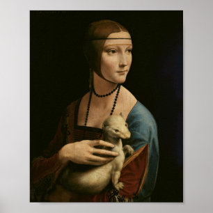 Dame met een hermelijn - Da Vinci Portret Print