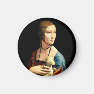 Dame met een hermelijn van Leonardo Da Vinci Magneet