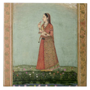 Dame met een kom rozen, van de Kleine Klive Tegeltje