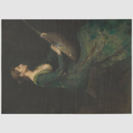 Dame met een Lute Musical Decoupage Paper Tissuepapier