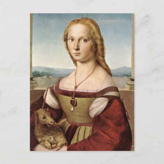 Dame met een Unicorn Briefkaart (Voorkant)
