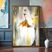 Dame met een vlinder foto afdruk