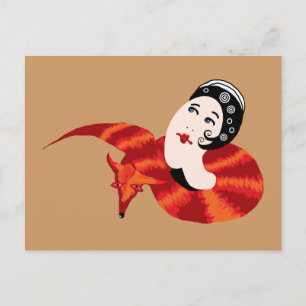 Dame met een vossenvacht briefkaart