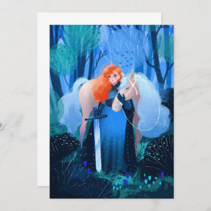 Dame met een zwaard en een witte paard kaart