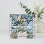 DAME MET EENHOORN VRIJGEZELLENFEEST PARTY Blauw Wi Kaart (Staand voorkant)