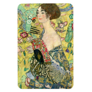 Dame met Fan - Gustav Klimt Magneet