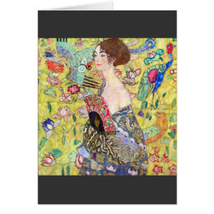 Dame met fan van Gustav Klimt